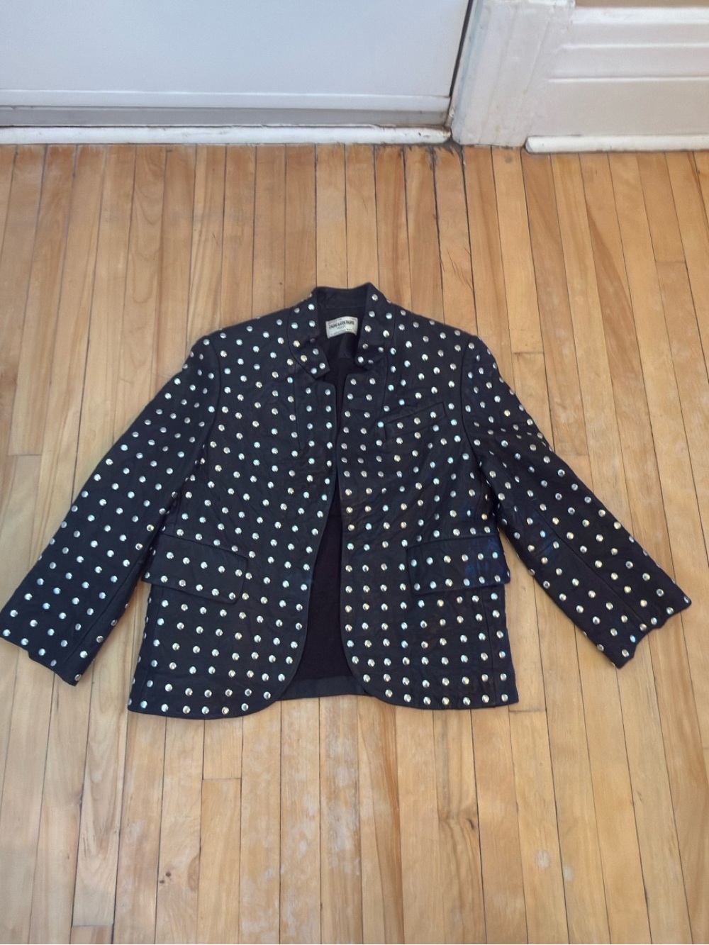 Zadig & Voltaire Deluxe Black Leather Studded Blazer Jacket